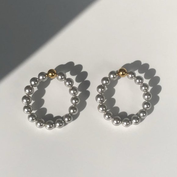 Bead Hoops by Mirit Weinstock in Silver/Gold - Picture 3 of 5